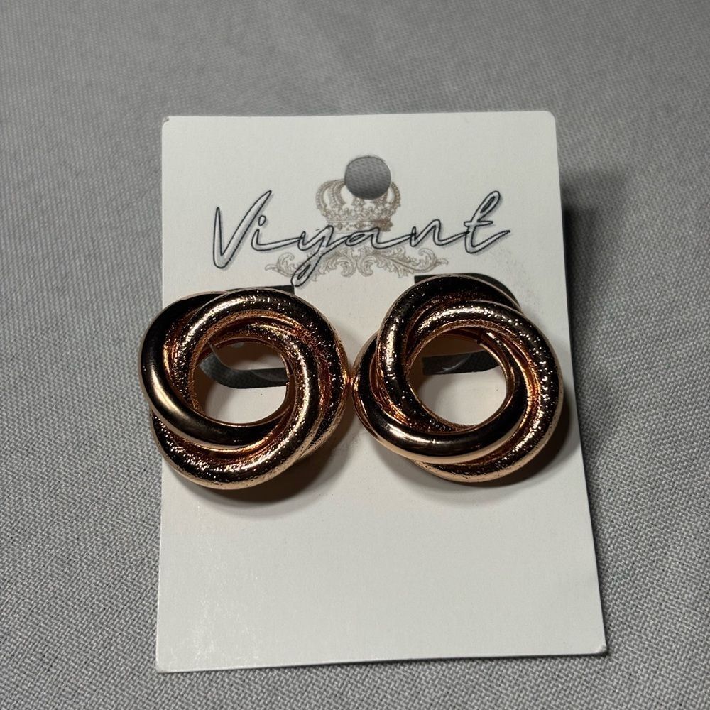New! Viyant Rosegold Twisted Loops Post Earrings